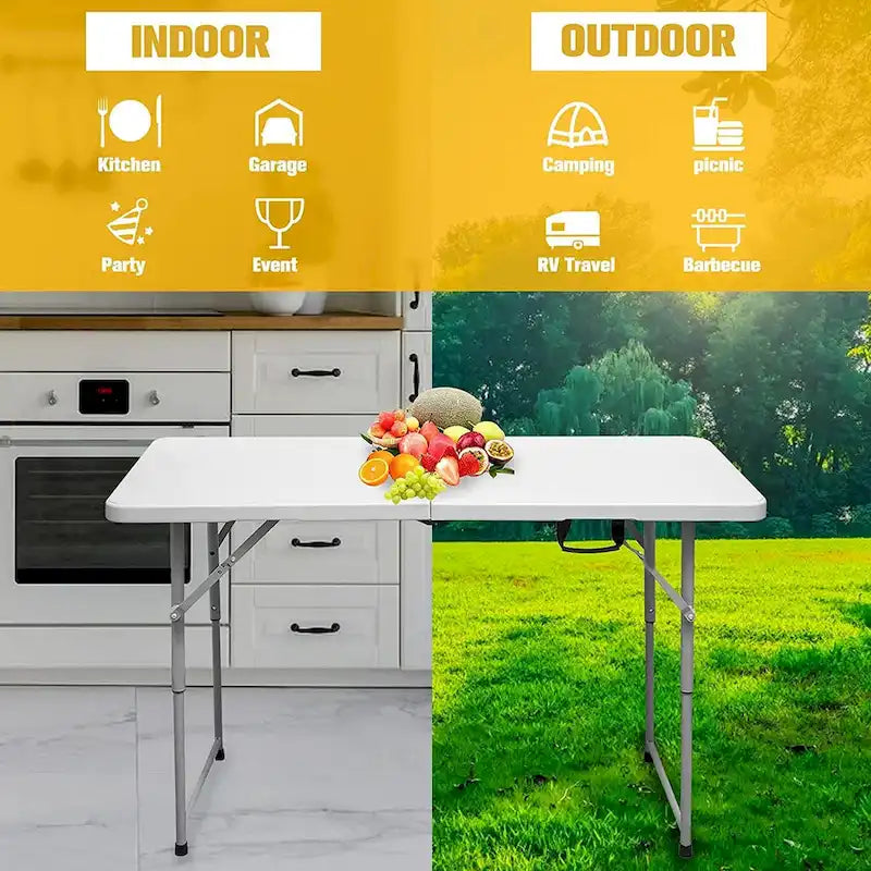 Table pliante de 1,20 m avec surface en résine durable