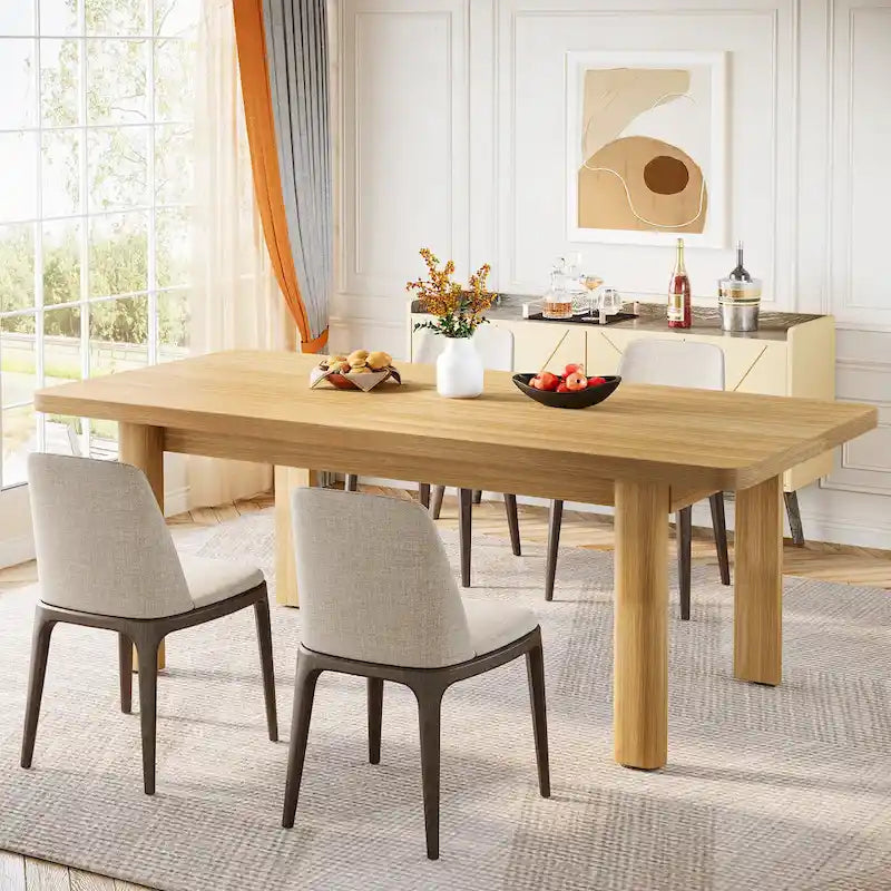 Grand bureau d'ordinateur de 63 pouces, bureau de direction avec pieds en bois massif