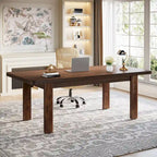 Grand bureau d'ordinateur de 63 pouces, bureau de direction avec pieds en bois massif