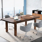 Grand bureau d'ordinateur de 63 pouces, bureau de direction avec pieds en bois massif